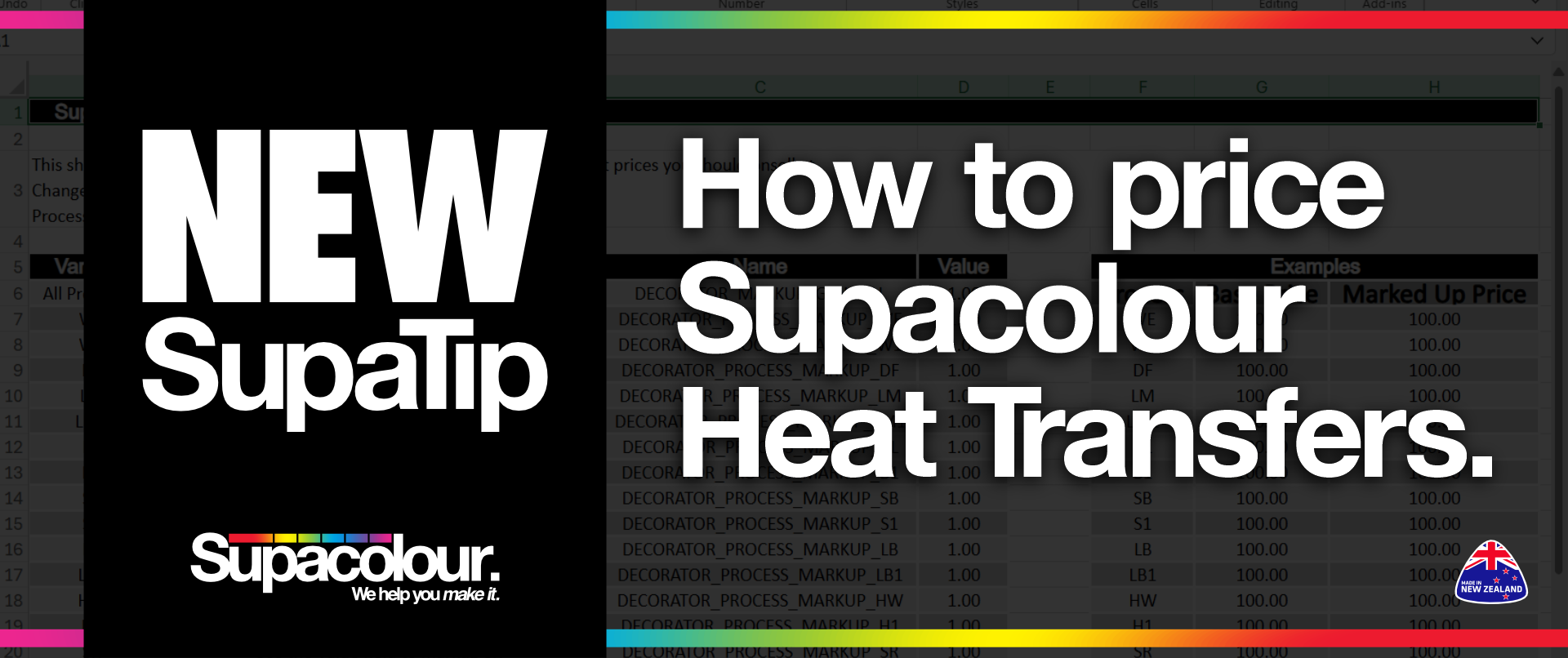 How to price Supacolour heat transfers