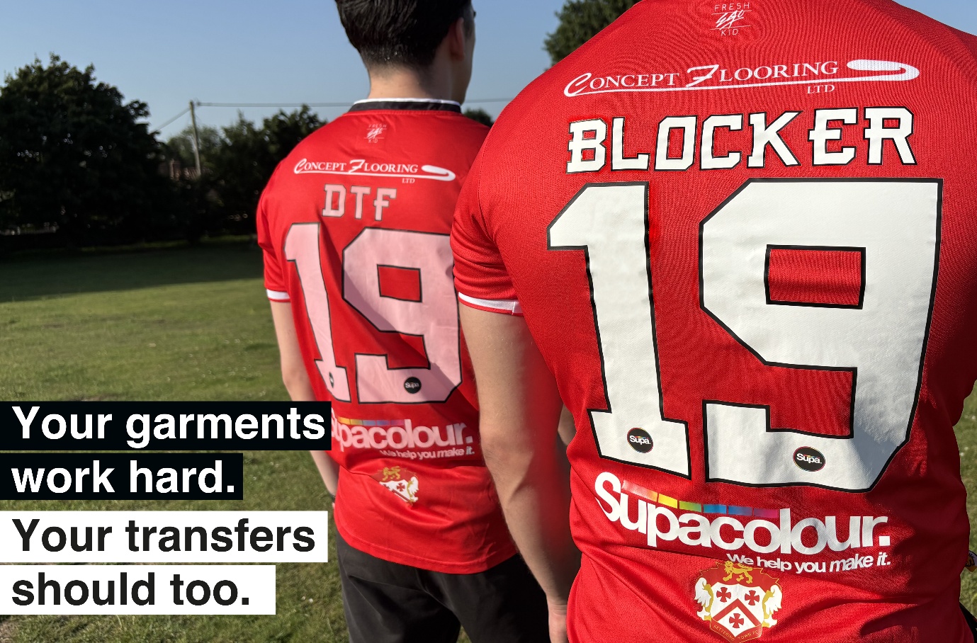 Your garments work hard. Your transfers should too. DTF versus Supacolour Blocker on football jerseys